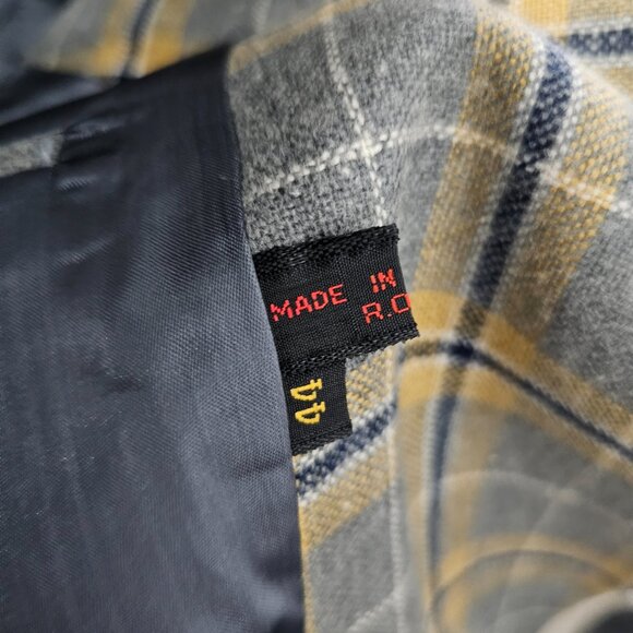 Vintage 1970s 44R Gray Check 2-Button Sport Coat Blazer Jacket T029 - Picture 10 of 11